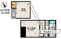 スマイルコート箱崎 1SKの間取図画像