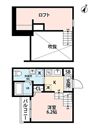 プランタン箱崎 ワンルームの間取図画像