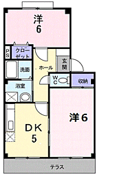 シャレール花見 2DKの間取図画像