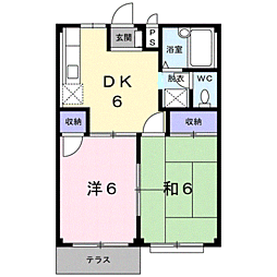 パークハイツみどりが丘 2DKの間取図画像