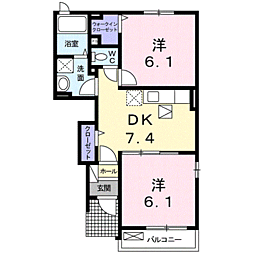 ミルト立花2 2DKの間取図画像