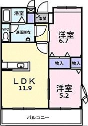 若杉 2LDKの間取図画像
