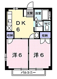 ファミールコート2 2DKの間取図画像
