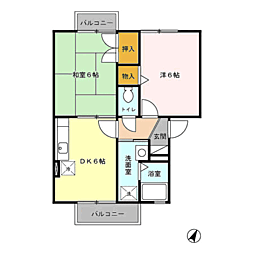 プレミール・カタオサ 2DKの間取図画像