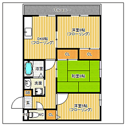 グリーンリーフ 3DKの間取図画像