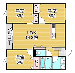 Taormina下府 3LDKの間取図画像