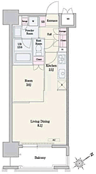 RJRプレシア千早駅前 1LDKの間取図画像