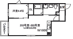 アコルト箱崎 1LDKの間取図画像