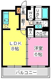 ヴィンテージ唐原2 1LDKの間取図画像