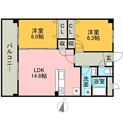 ファミーユ・シオハマ 2LDKの間取図画像