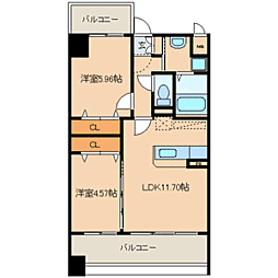 セゾン・ドール貝塚 2LDKの間取図画像