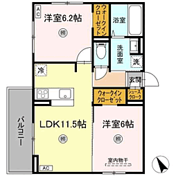 TORISIA箱崎宮前 2LDKの間取図画像