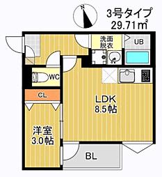 R-smart 九産大前I 1LDKの間取図画像