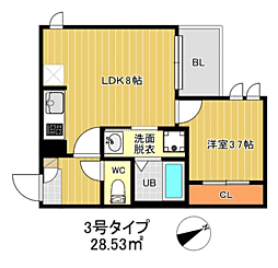 R-smart 九産大前III 1LDKの間取図画像