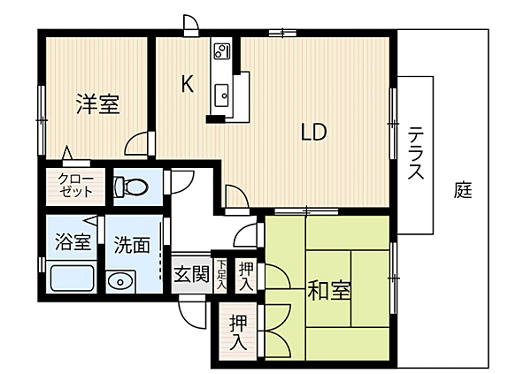 シャルムＫ　Ｂ棟 101｜福岡県宮若市本城(賃貸アパート2LDK・1階・54.78㎡)の写真 その2