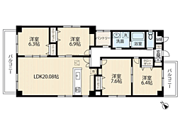 箱崎コミュニティプラザII 2階4LDKの間取り