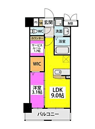 ラフィーネ箱崎駅前 7階1SLDKの間取り