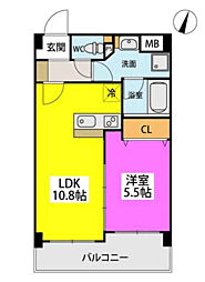 オータムレーベン 5階1LDKの間取り