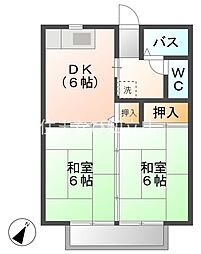 高須ハイツ 1階2DKの間取り