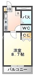 ＦＲＯＮＴ ＣＯＷ 3階1Kの間取り
