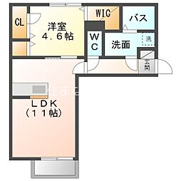 ティアレ 2階1LDKの間取り