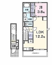 ヒカルサ刈谷東境町 2階1LDKの間取り