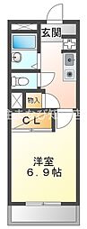 グロワール21 3階1Kの間取り