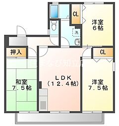 チッチとポッポB棟 2階3LDKの間取り