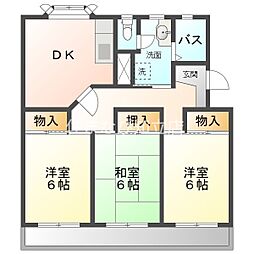 衣浦マンションＣ棟 1階3DKの間取り