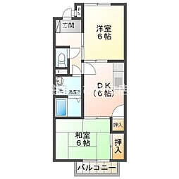 Surplus　K&K 2階2DKの間取り