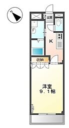 プルミエール小垣江 2階1Kの間取り