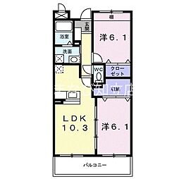 ファミール松坂 3階2LDKの間取り