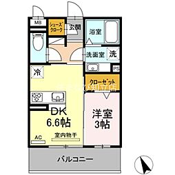 グランゲート東刈谷 2階1DKの間取り