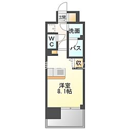 クラシエ三河安城 6階ワンルームの間取り