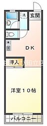 陽明館2 2階1DKの間取り