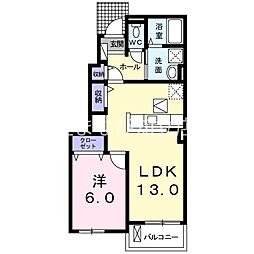 パークサイド　新林 1階1LDKの間取り