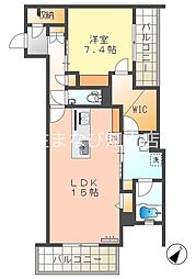 ハイラインパークB棟 1LDKの間取図画像