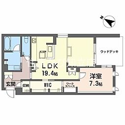 ユートレアS棟 1LDKの間取図画像