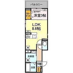 ルナジア 1LDKの間取図画像