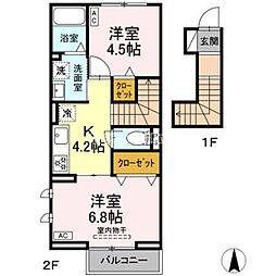 サニーコートスリーリバー 2Kの間取図画像
