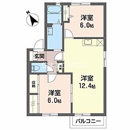 フォーレスいちこC 2LDKの間取図画像