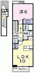 プルミエールB 1LDKの間取図画像