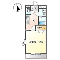 ハッピーハウス3 1Kの間取図画像