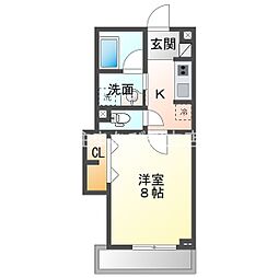 シャルールKT 1Kの間取図画像