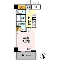 ヴィラトルチュ東刈谷 1Kの間取図画像