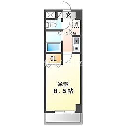 A・City朝日町 1Kの間取図画像