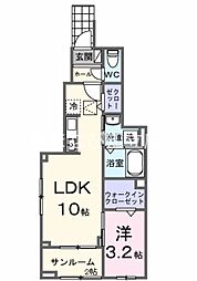 エスポワール池浦A 1LDKの間取図画像