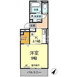 フローラ島間 1Kの間取図画像