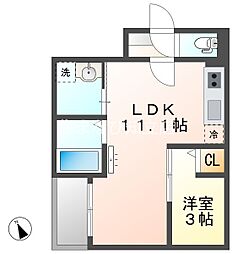 安城市新明町アパート 1LDKの間取図画像
