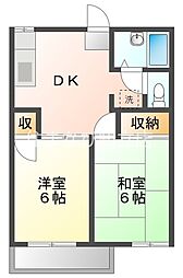 パームタウンC 2DKの間取図画像